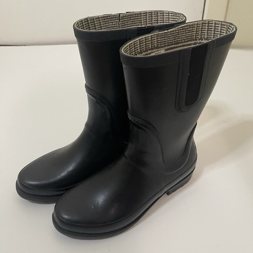 L.L.Bean Tall Wellies Rain Boots Black Vulcanized-Rubber Waterproof size 10
